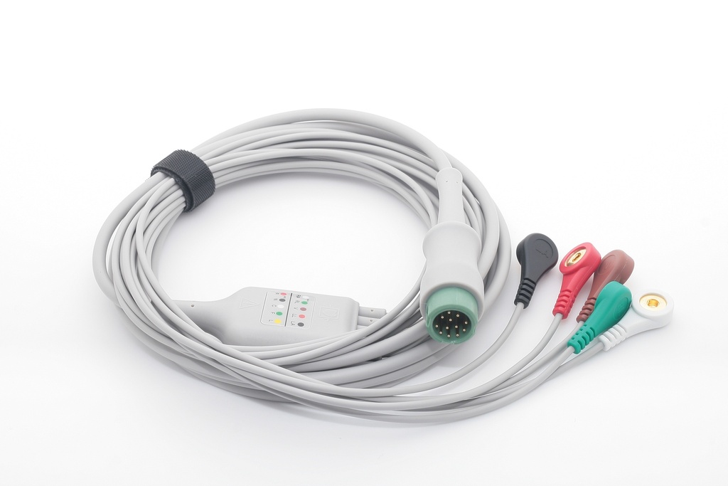 迈瑞12针扣式5导心电导联线